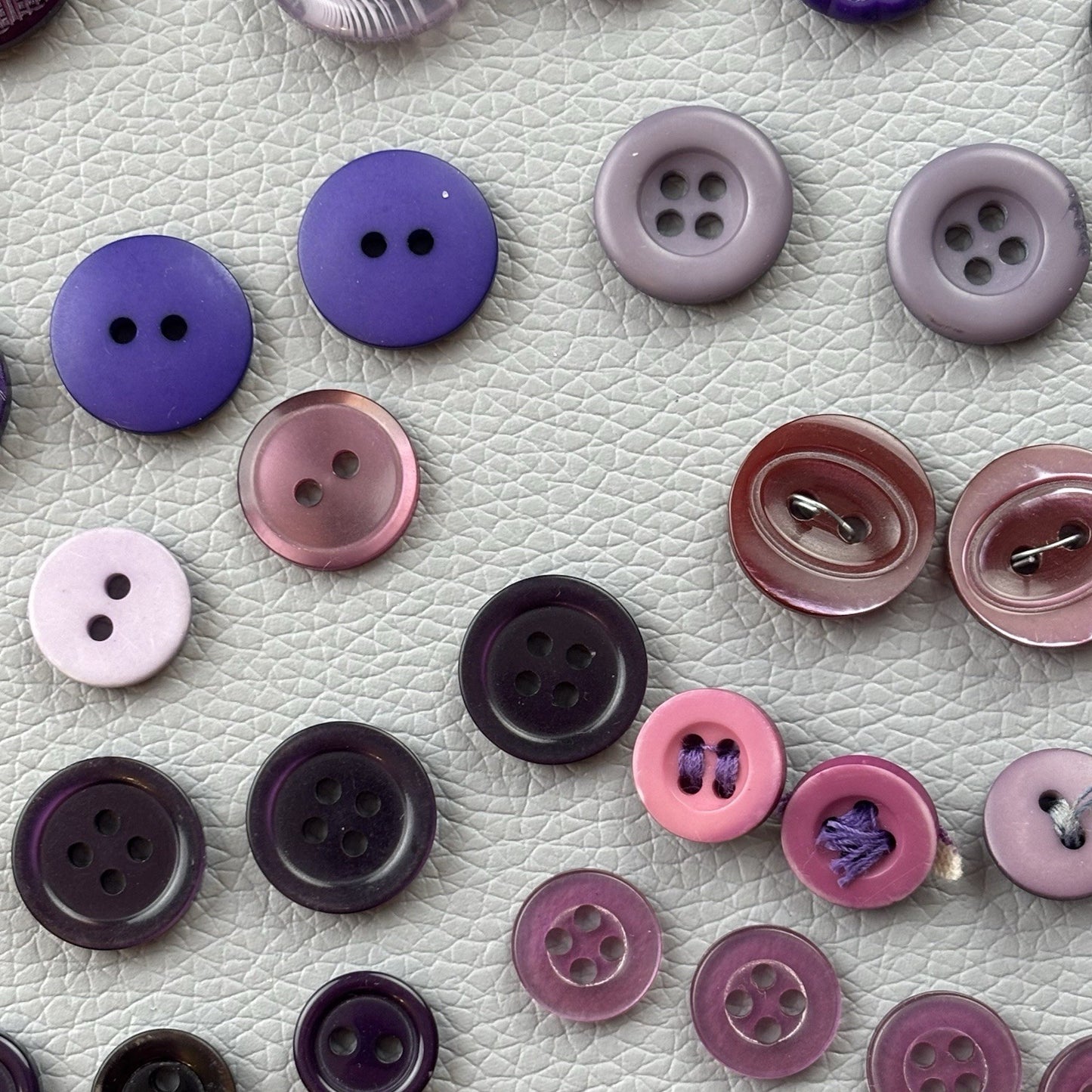 Vintage + New Purple Two Hole + Four Hole Round Button Lot 67 Pieces Sew Crafts