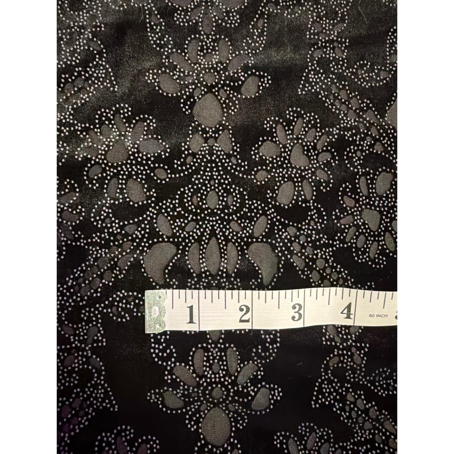 Black Velvet Fabric 66"/60" Stretch Silver Glitter Damask Floral Sheer Sewing
