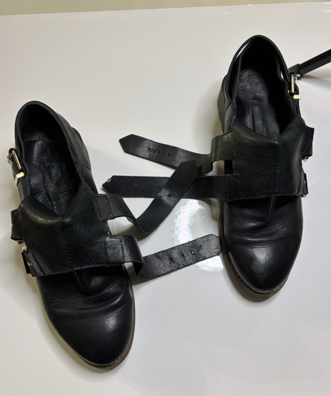 Miista Women’s Cecilia Black Leather Buckle Boots Sz 10 Biker Rocker Gothcore