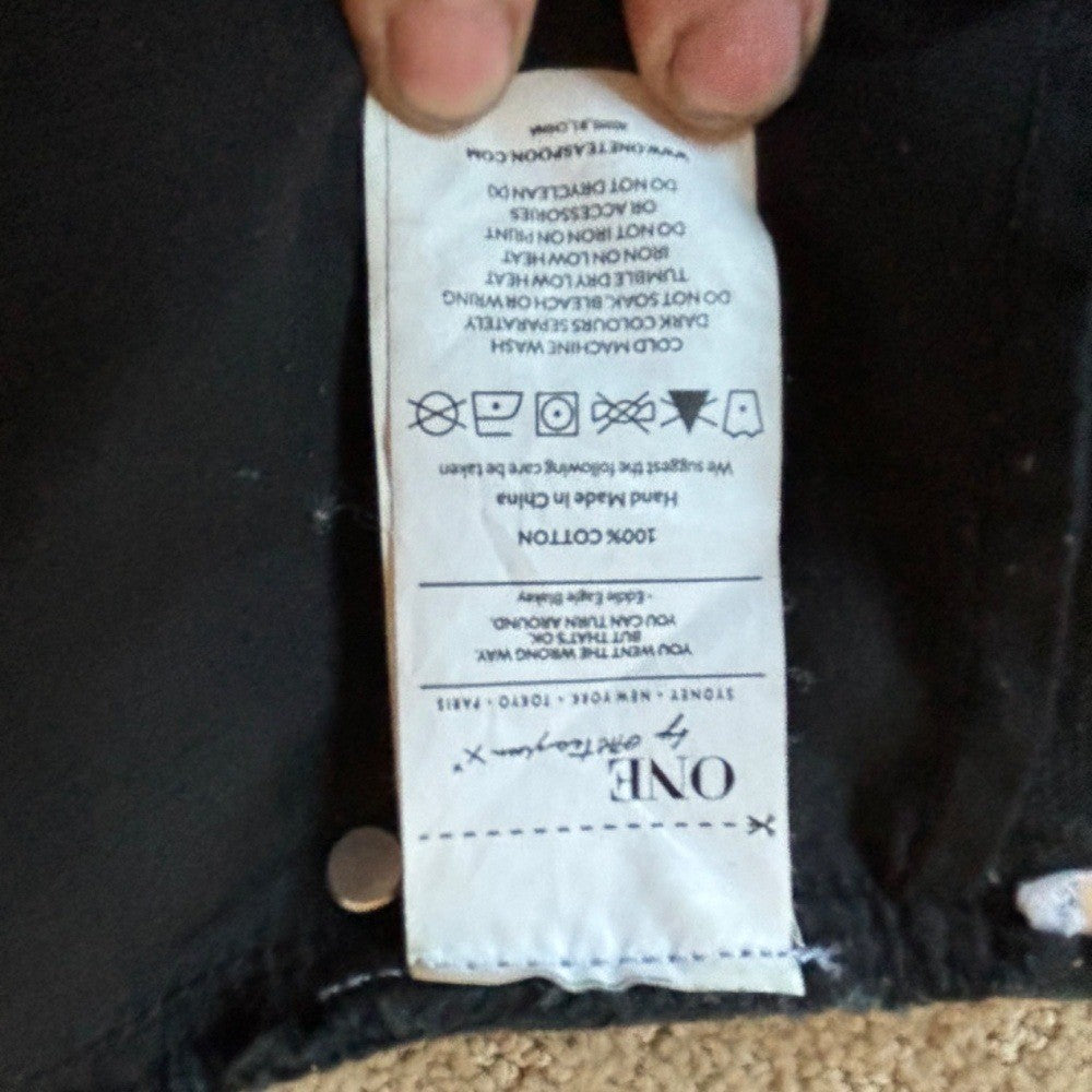 One Teaspoon Jean Shorts Black distressed button fly low rise