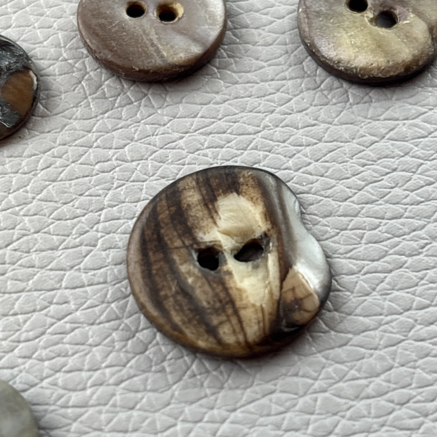 Antique Mother of Pearl Fish Eye Buttons Set of 10 | Early 1900s Carved Shell
