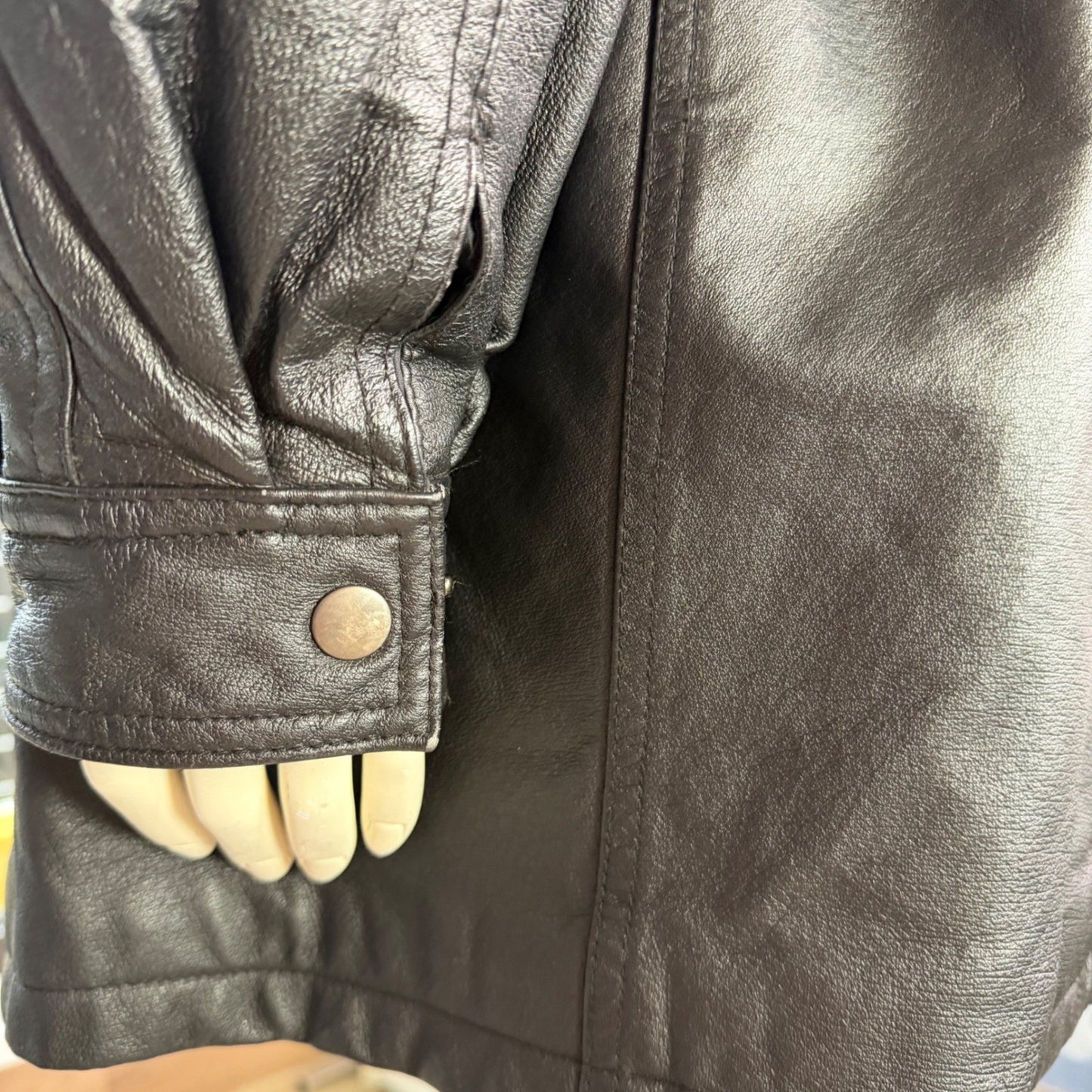 Vintage Black Leather Jacket 22W Plus Size Oversized Minimal Chic Soft