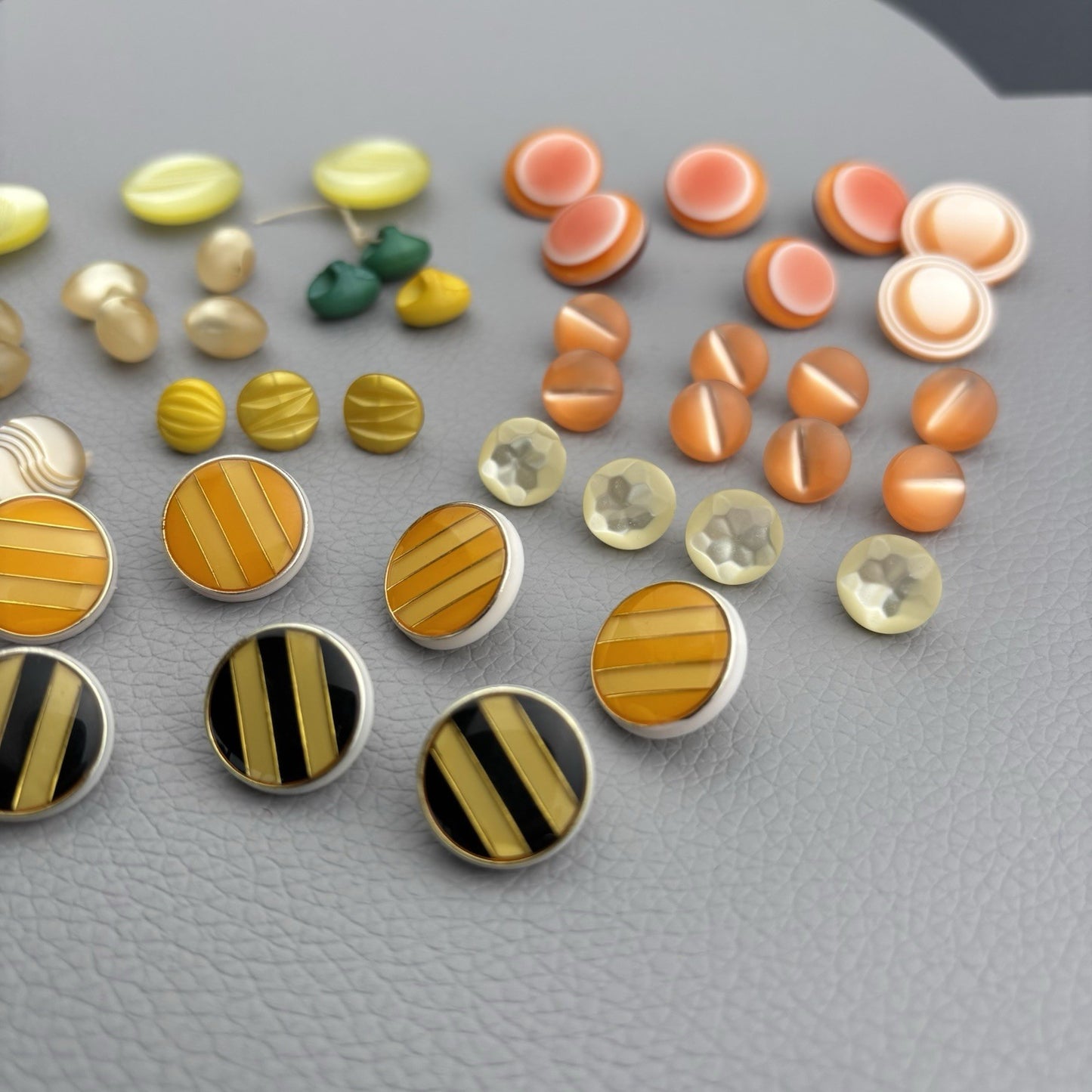 Vintage Button Lot 1940s–1970s Retro Orange Yellow Black Cream Mix 52 Piece Lot