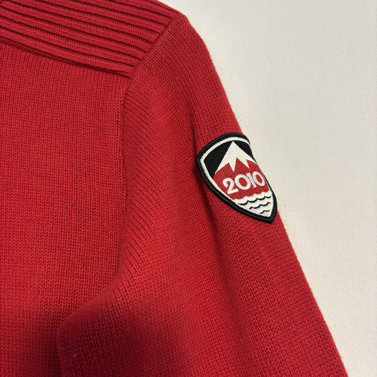 Hudson's Bay Team Canada Red Knit Sweater: Ribbed shoulder and sleeve patch detail