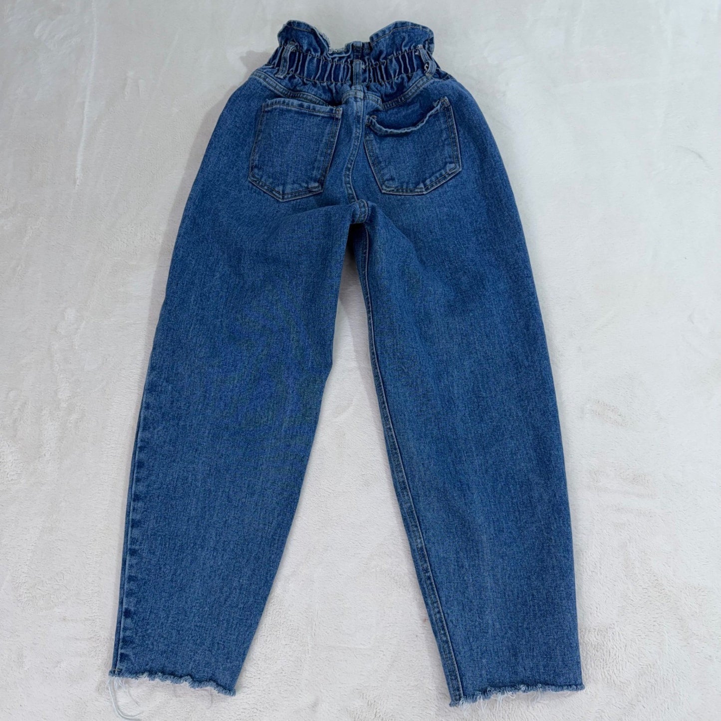 Oak + Fort Jeans High Waisted Paperbag Waist Mom  Cropped Raw Hem Womens Small