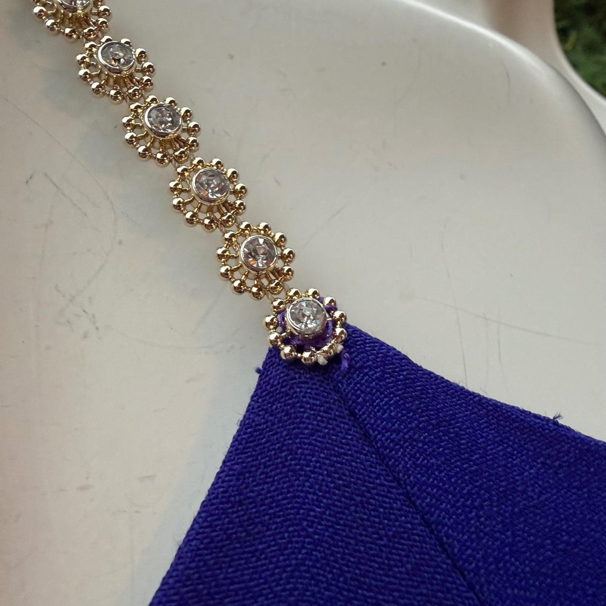 Jessica McClintock Royal Blue Rhinestone Strap Gown | XS — view 4
