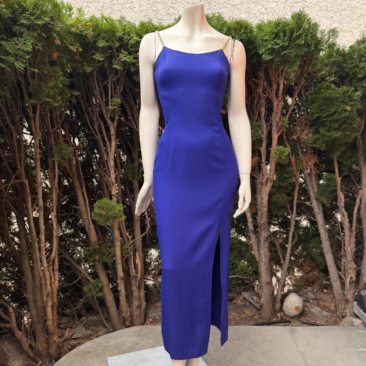 Jessica McClintock Royal Blue Rhinestone Strap Gown | XS — view 3