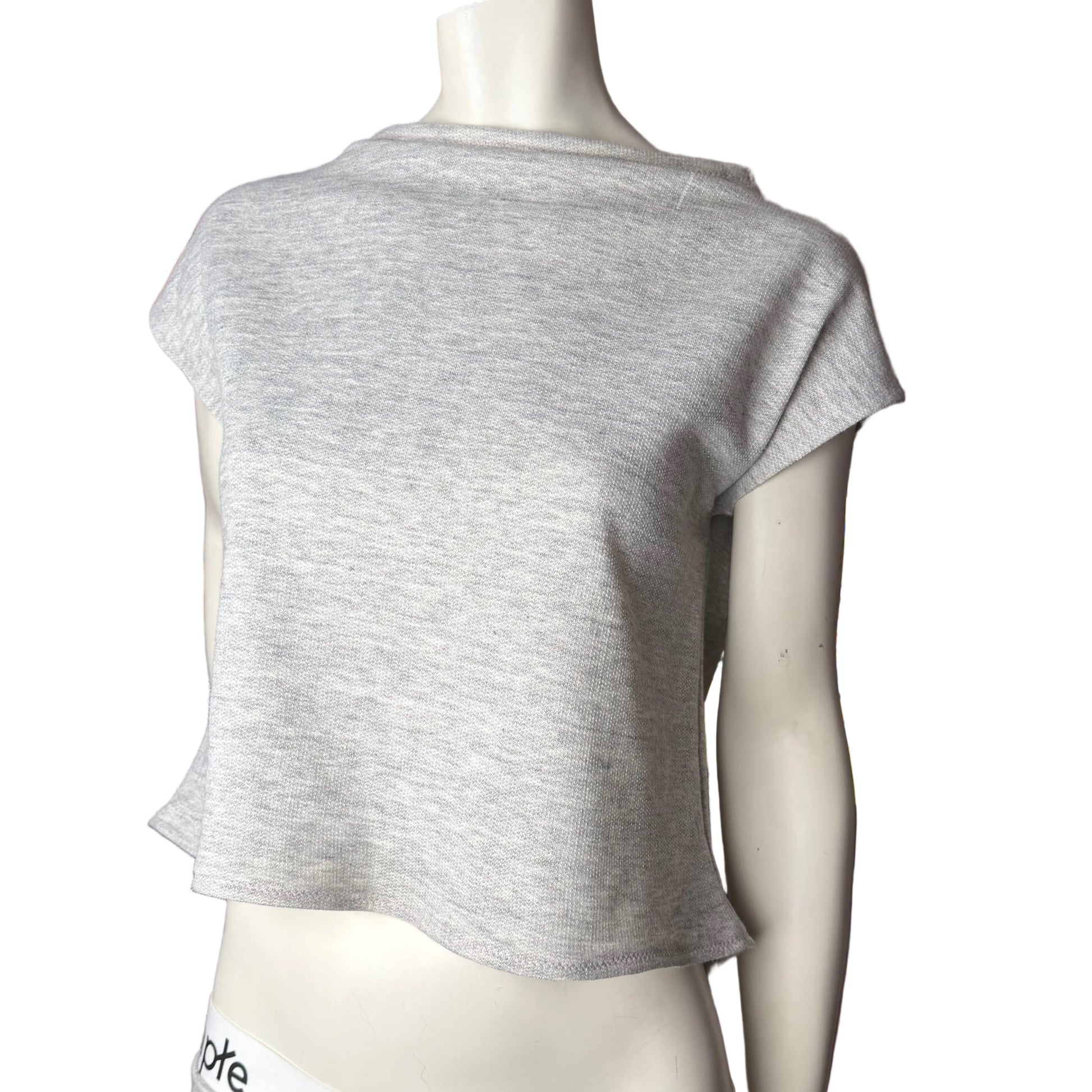 Simpłe Cowl Top in grey — handmade Canadian crop top with cowl neckline by SIMPŁE MAISON