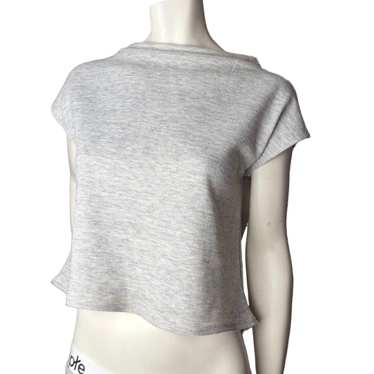 Simpłe Cowl Top in grey — handmade Canadian crop top with cowl neckline by SIMPŁE MAISON