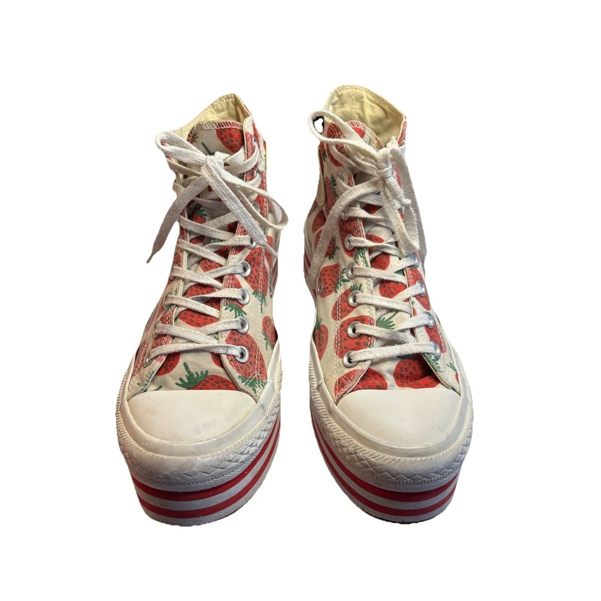 Converse x Marimekko Platform Sneakers Strawberry Print Canvas Red White W11 M9
