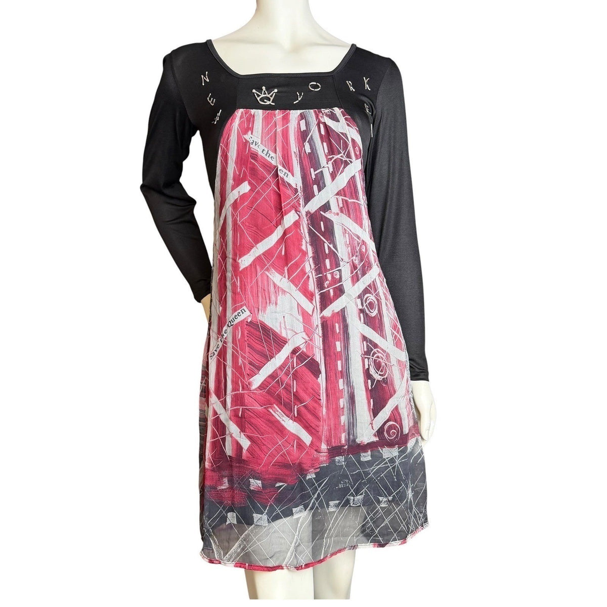 Save The Queen! Abstract Print Babydoll Dress | S — view 2