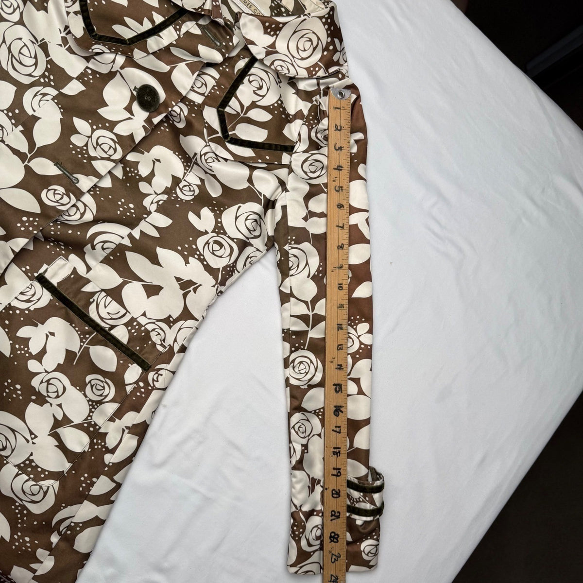 James Coviello Floral Velvet Trim Coat | 38 — view 12