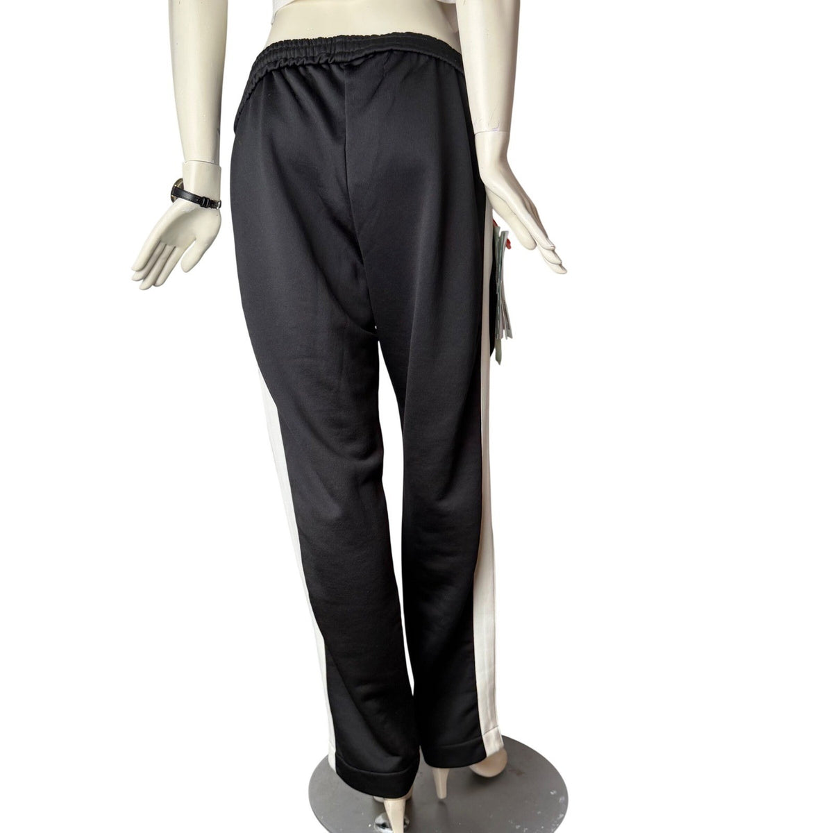 NWT Off-White Track Pants Black White Side Stripe High Waist Drawstring Street L