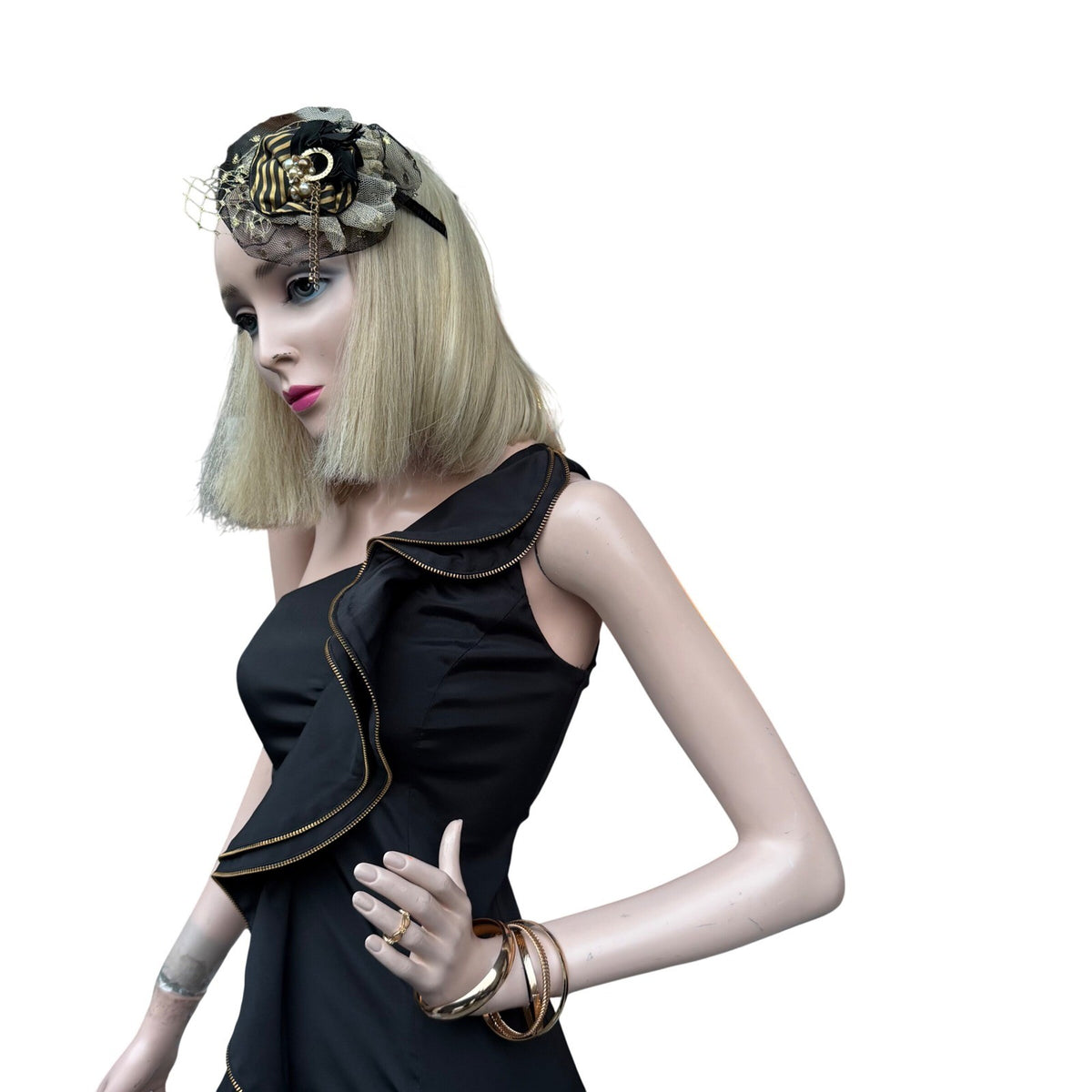 Vintage Caché Black One-Shoulder Ruffle Dress | 2 — view 6