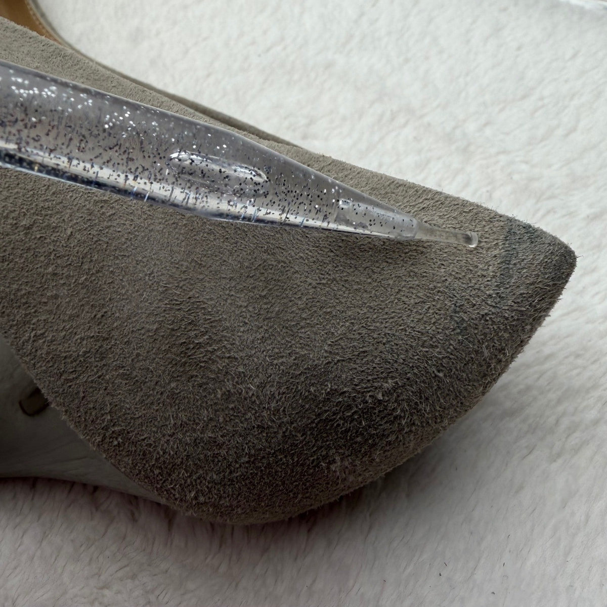 Giuseppe Zanotti Peep Toe Heels Genuine Leather Ruched Grey Suede Old Money 7.5