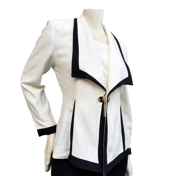 Vintage Joseph Ribkoff Black Trim Sculptural Blazer | M — view 1
