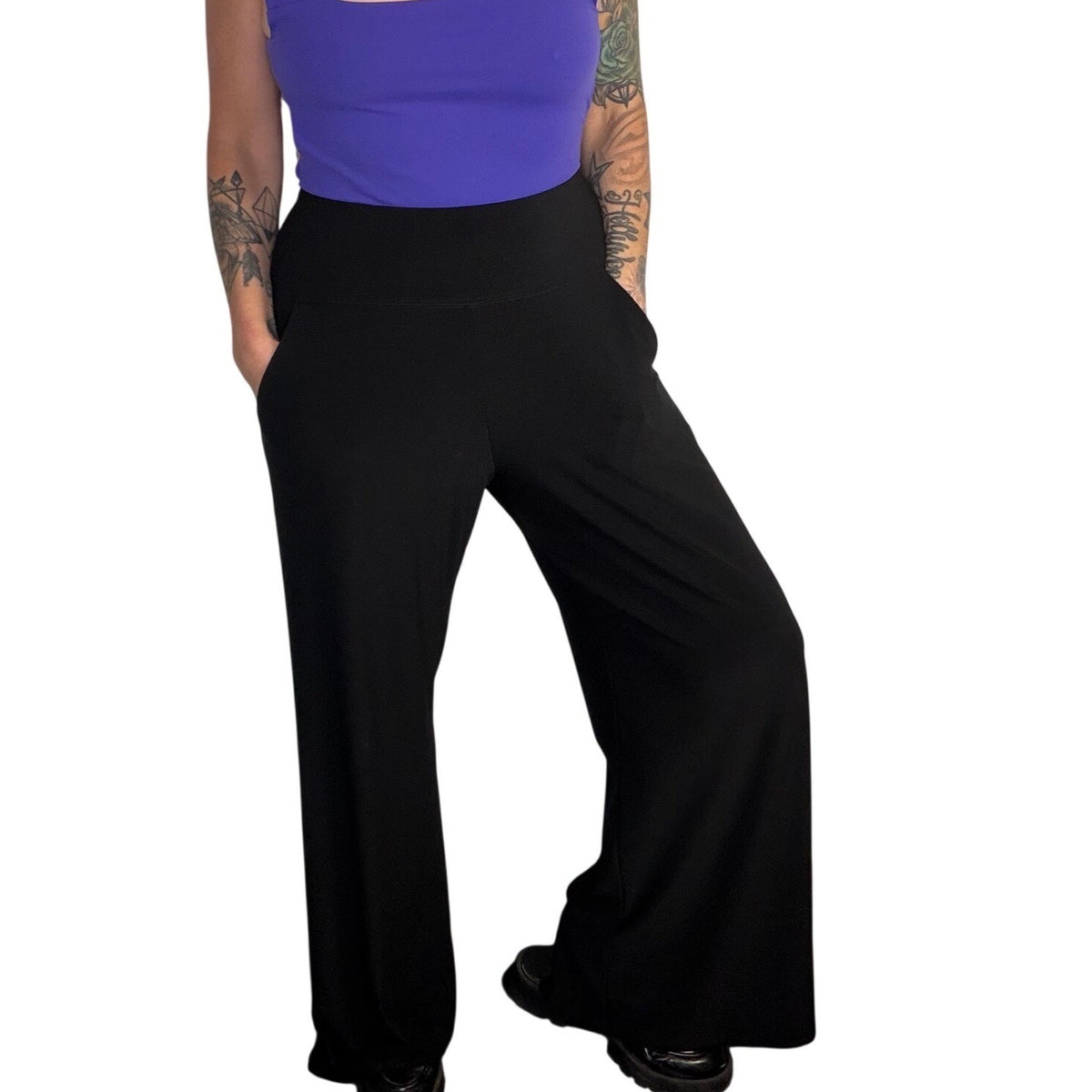 Sympli Black Wide Leg Jersey Trousers | 8 — view 18