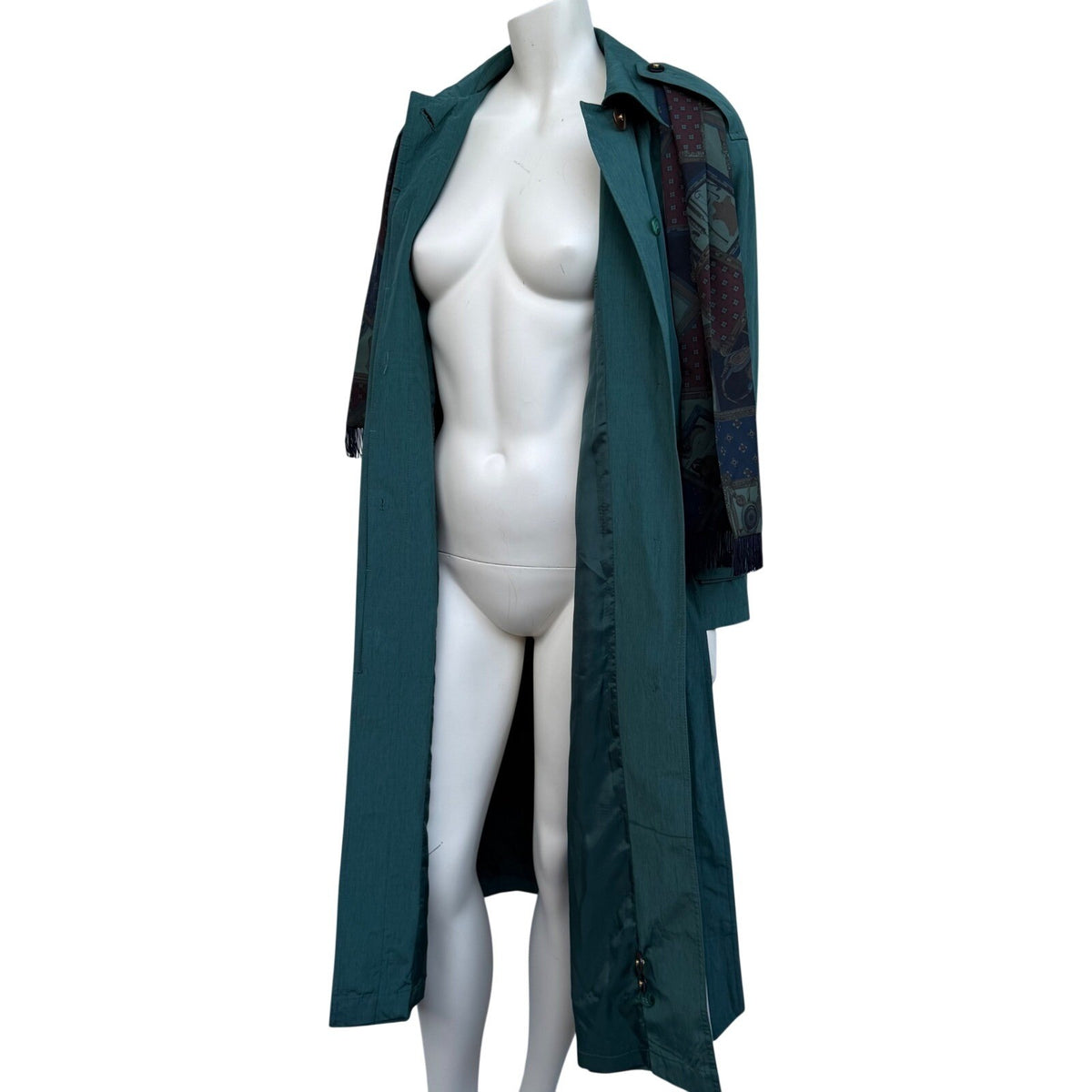 Vintage VIPetites Teal Trench Coat & Scarf | 11/12 — view 3