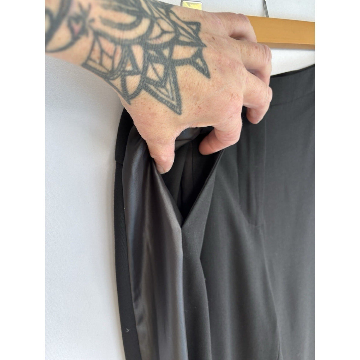 Halston Heritage Black Satin Stripe Tuxedo Pants | 2 — view 4