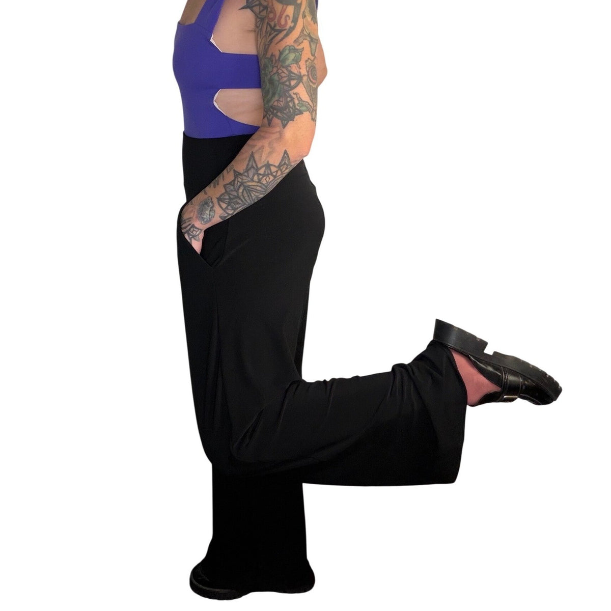 Sympli Black Wide Leg Jersey Trousers | 8 — view 4
