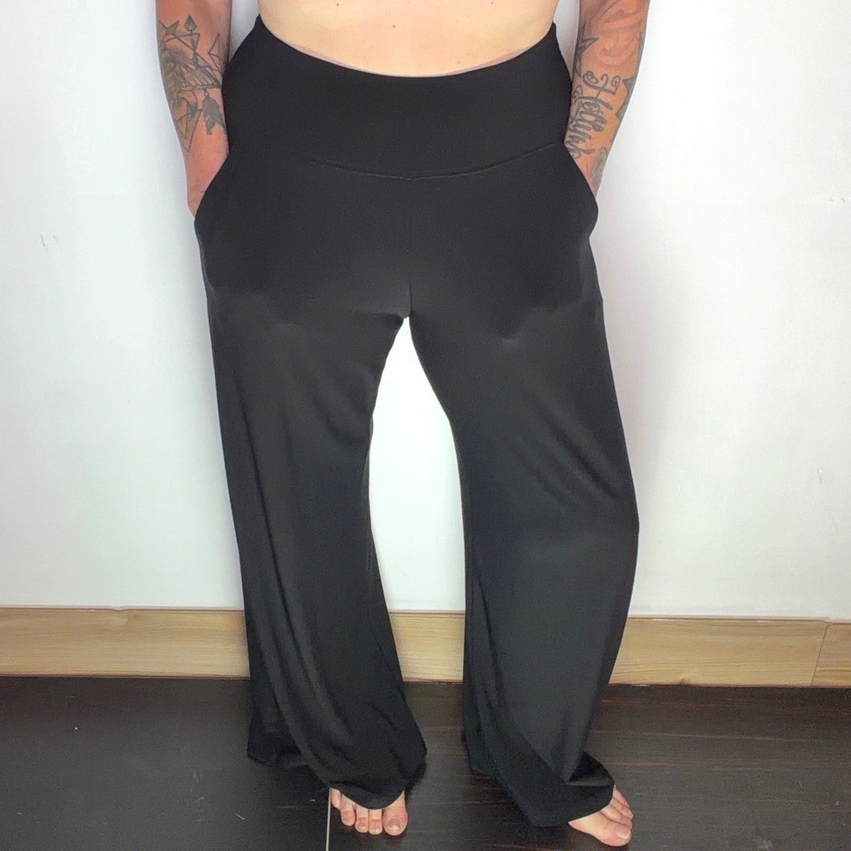 Sympli Black Wide Leg Jersey Trousers | 8 — view 15
