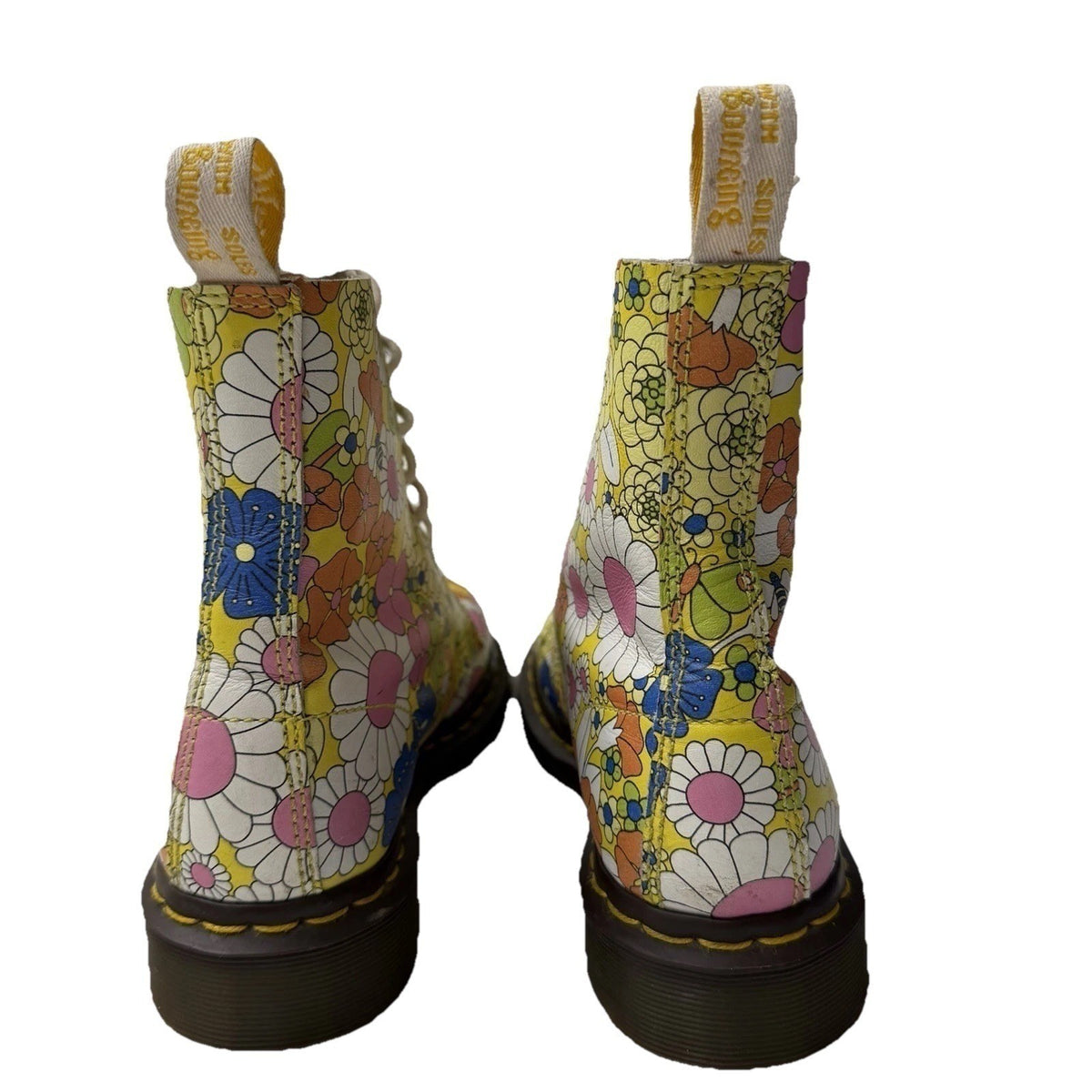 Doc Martens 1460 Pascal Daisy Floral Print Combat Boots Leather Fairy Grunge W6