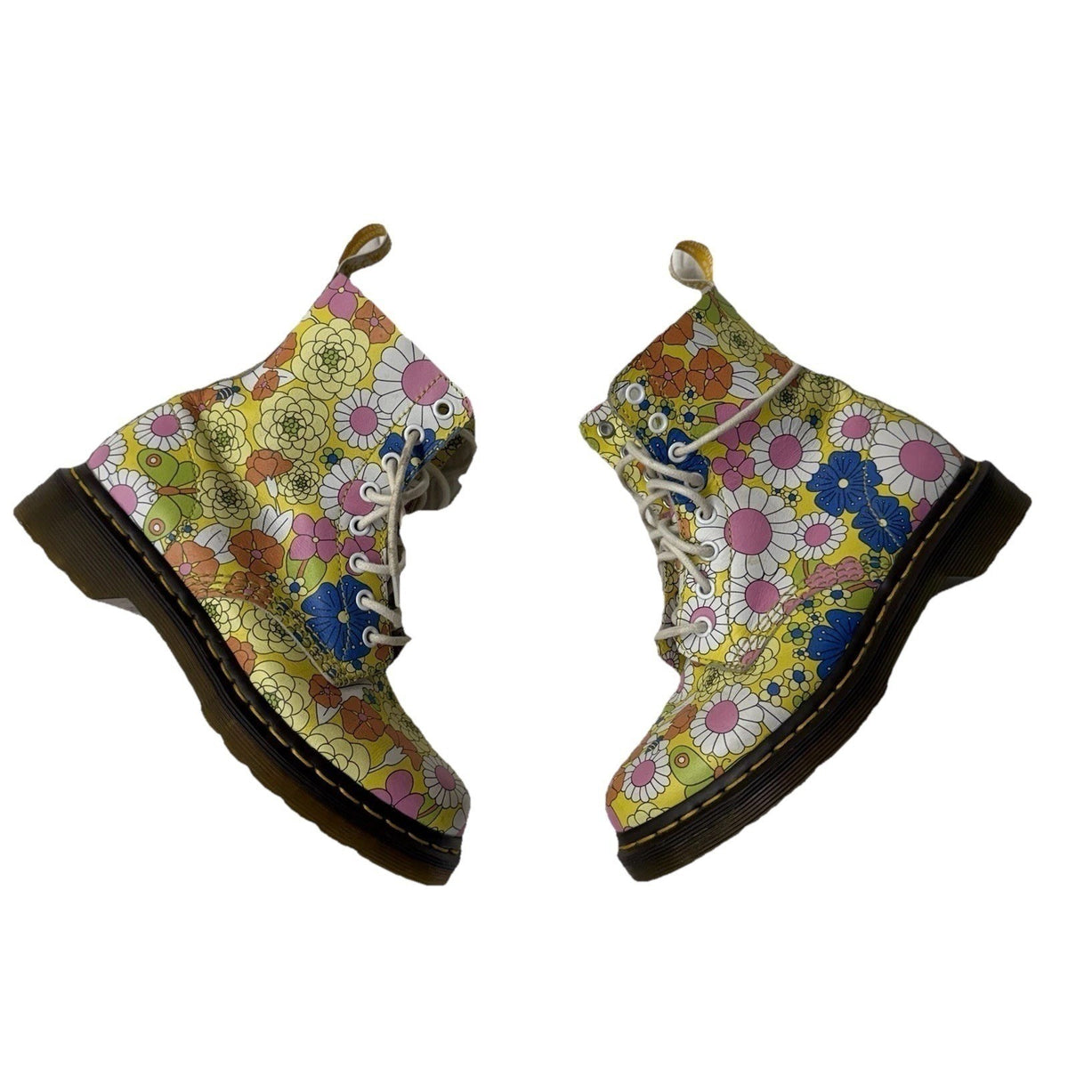 Doc Martens 1460 Pascal Daisy Floral Print Combat Boots Leather Fairy Grunge W6