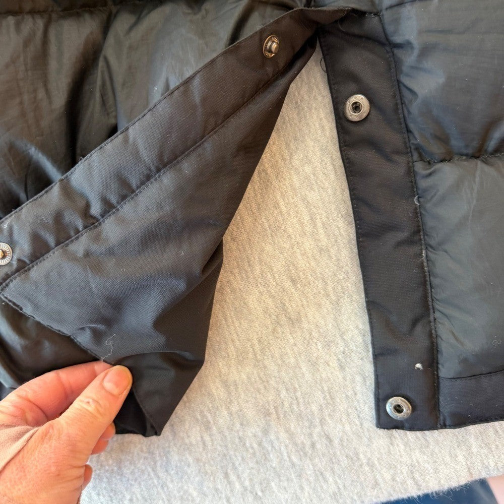 Eddie Bauer Weatheredge Superior Down Parka Black Faux Fur Hood Belted Sz XXL