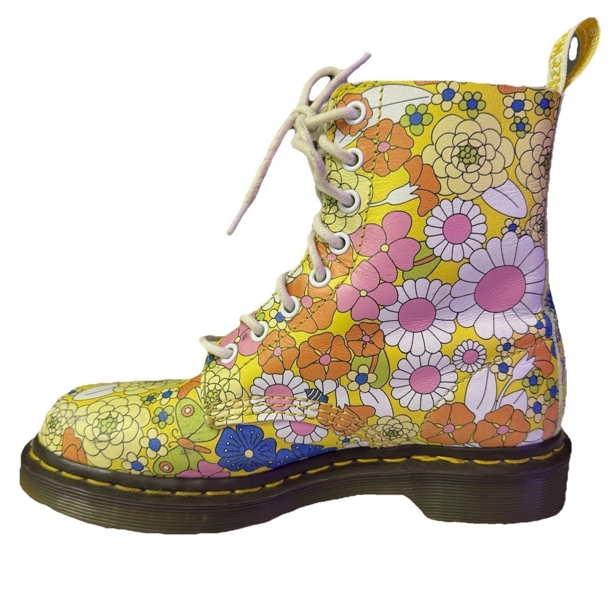 Doc Martens 1460 Pascal Daisy Floral Print Combat Boots Leather Fairy Grunge W6