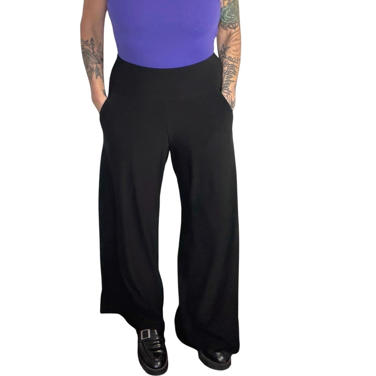 Sympli Black Wide Leg Jersey Trousers | 8 — view 1