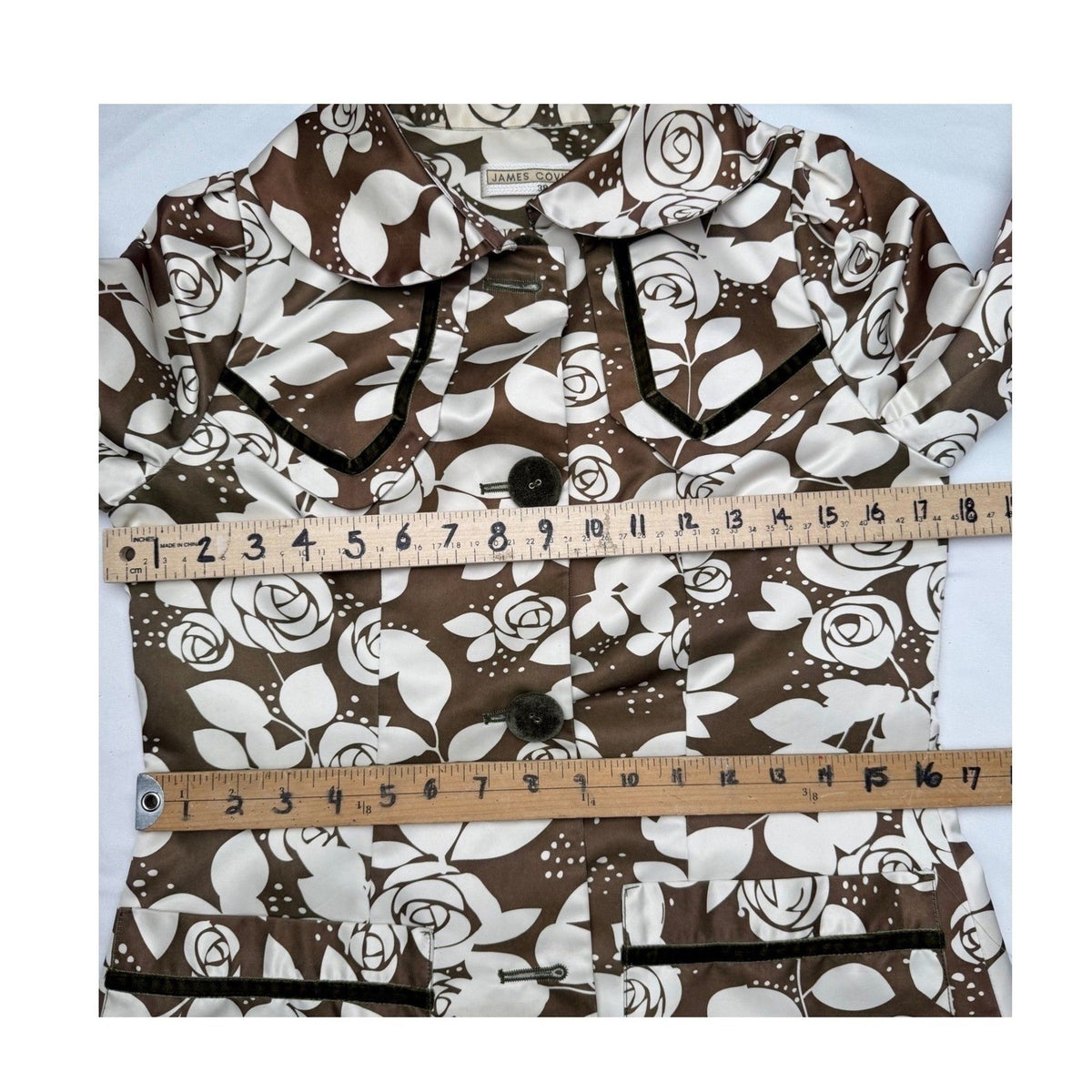 James Coviello Floral Velvet Trim Coat | 38 — view 7