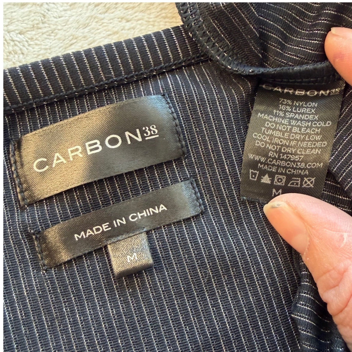 Carbon38 Black Silver Metallic Cropped Cardigan | M — view 6