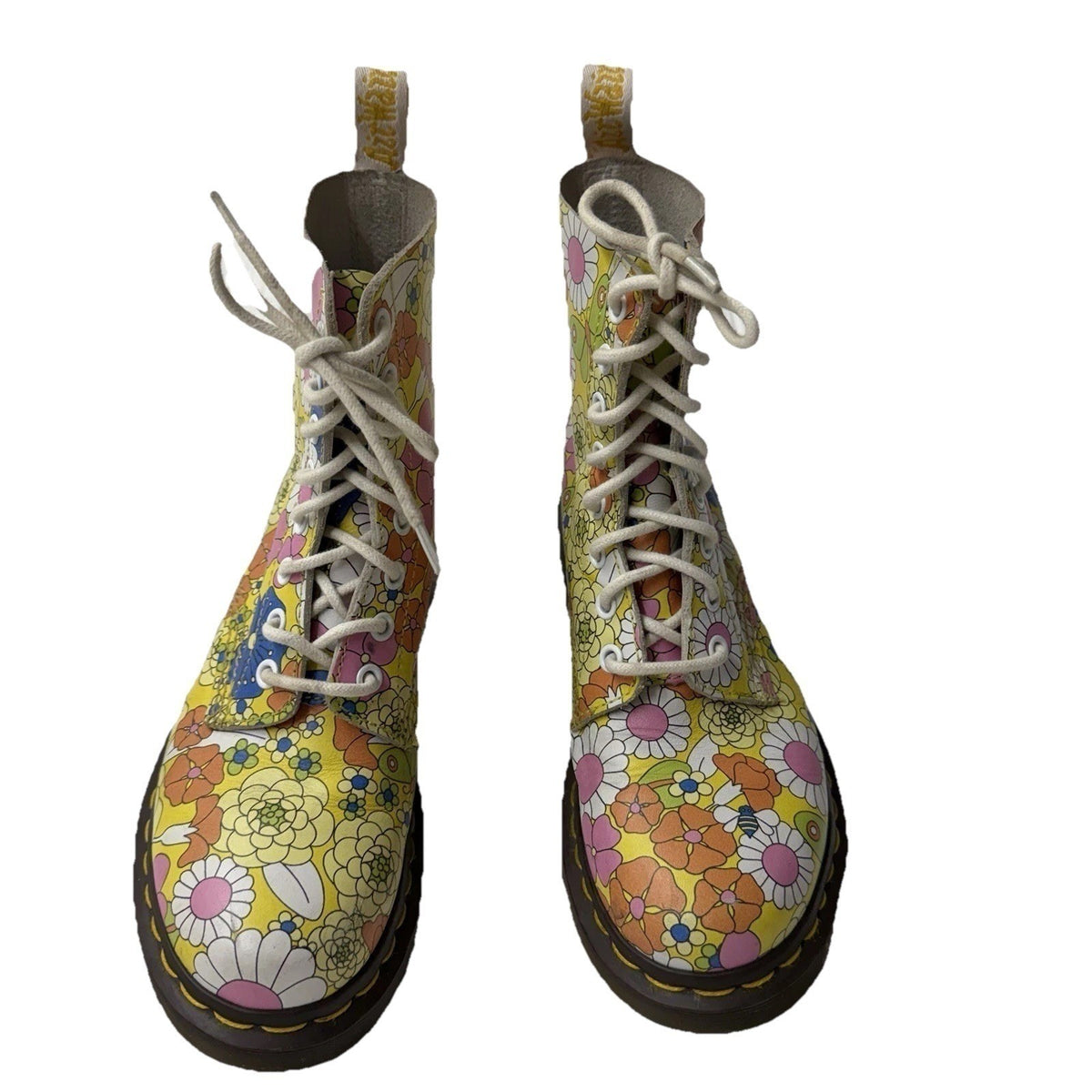 Doc Martens 1460 Pascal Daisy Floral Print Combat Boots Leather Fairy Grunge W6