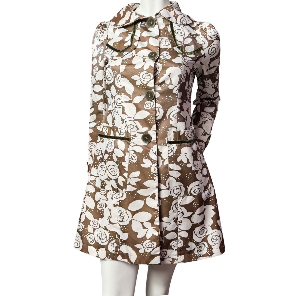 James Coviello Floral Velvet Trim Coat | 38 — view 1
