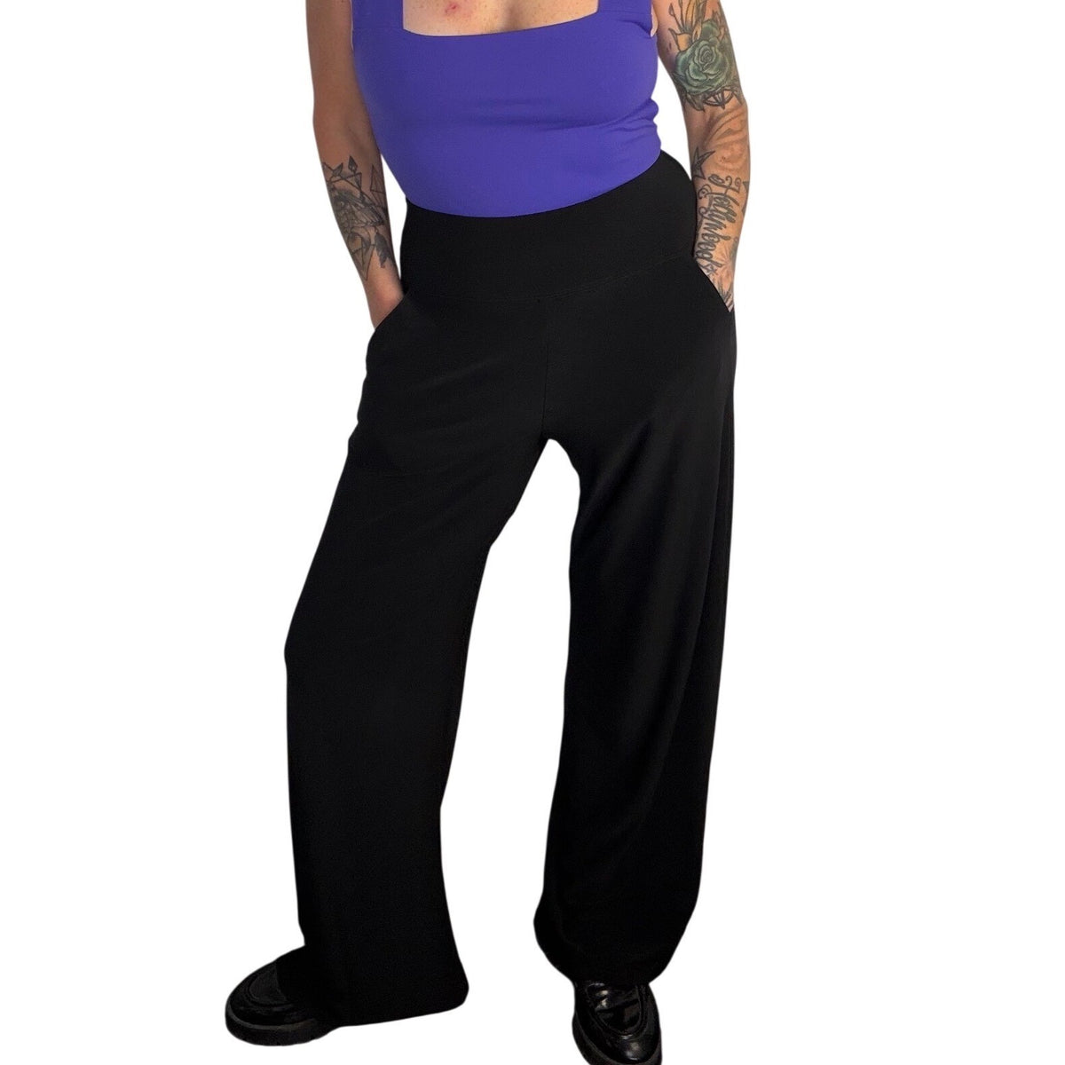 Sympli Black Wide Leg Jersey Trousers | 8 — view 17
