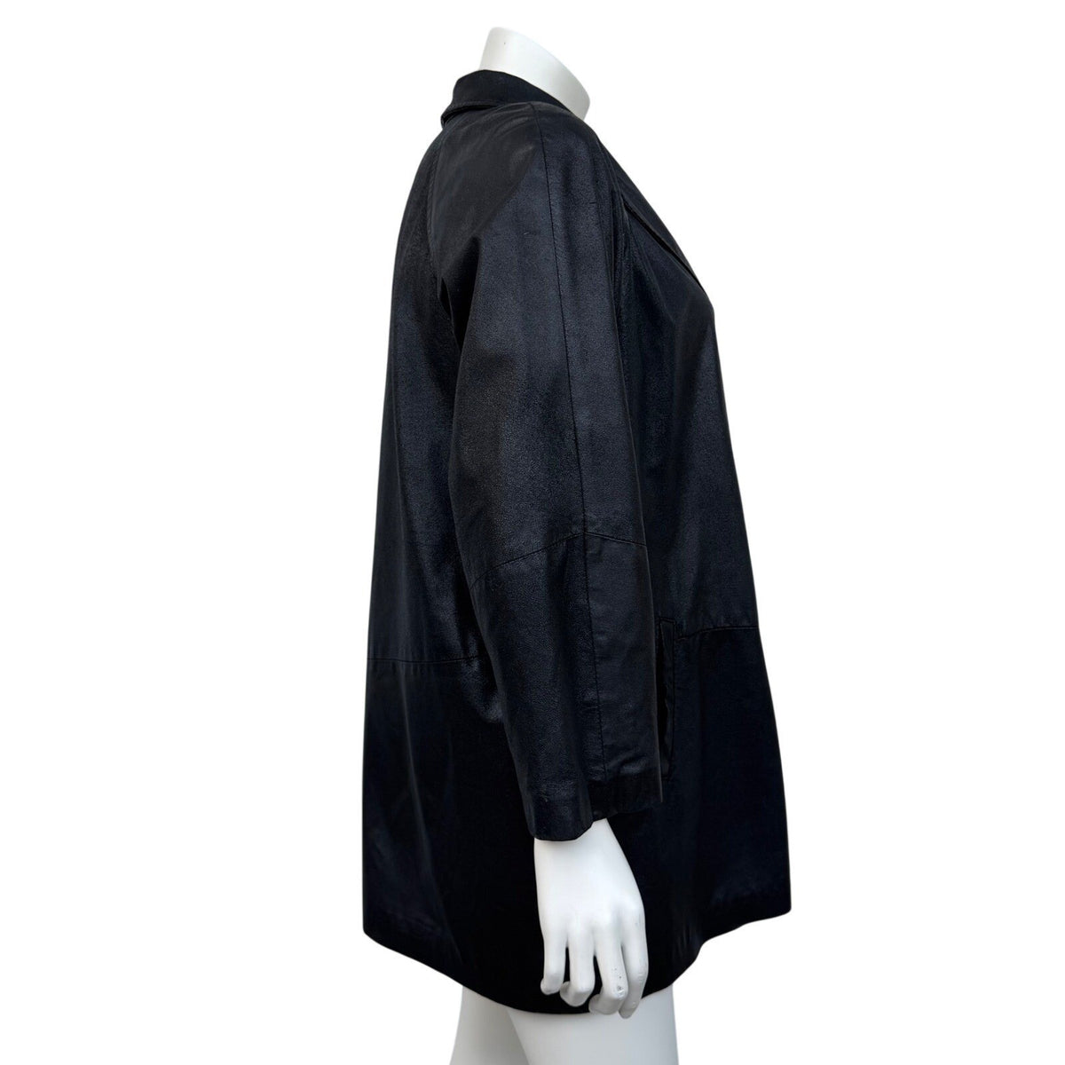 Vintage Danier Black Leather Car Coat | L — view 6
