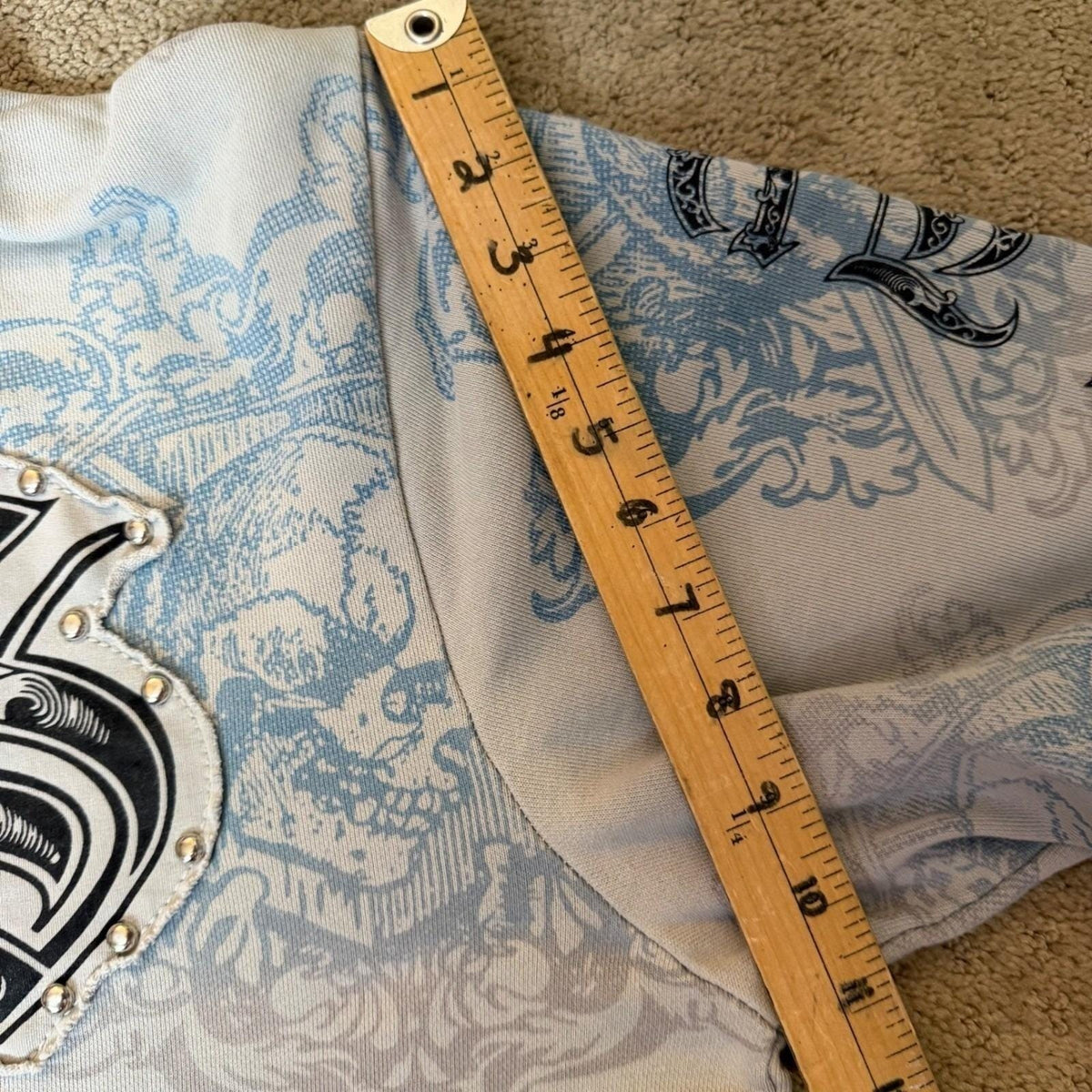 Vintage Y2K Rebel Spirit Hoodie Zip Skull Graphic Studs Grunge Streetwear 3XL