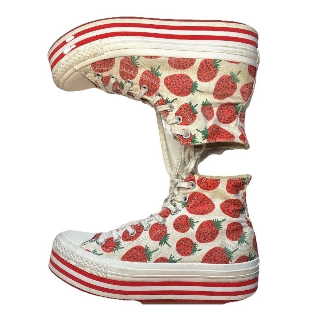 Converse x Marimekko Platform Sneakers Strawberry Print Canvas Red White W11 M9