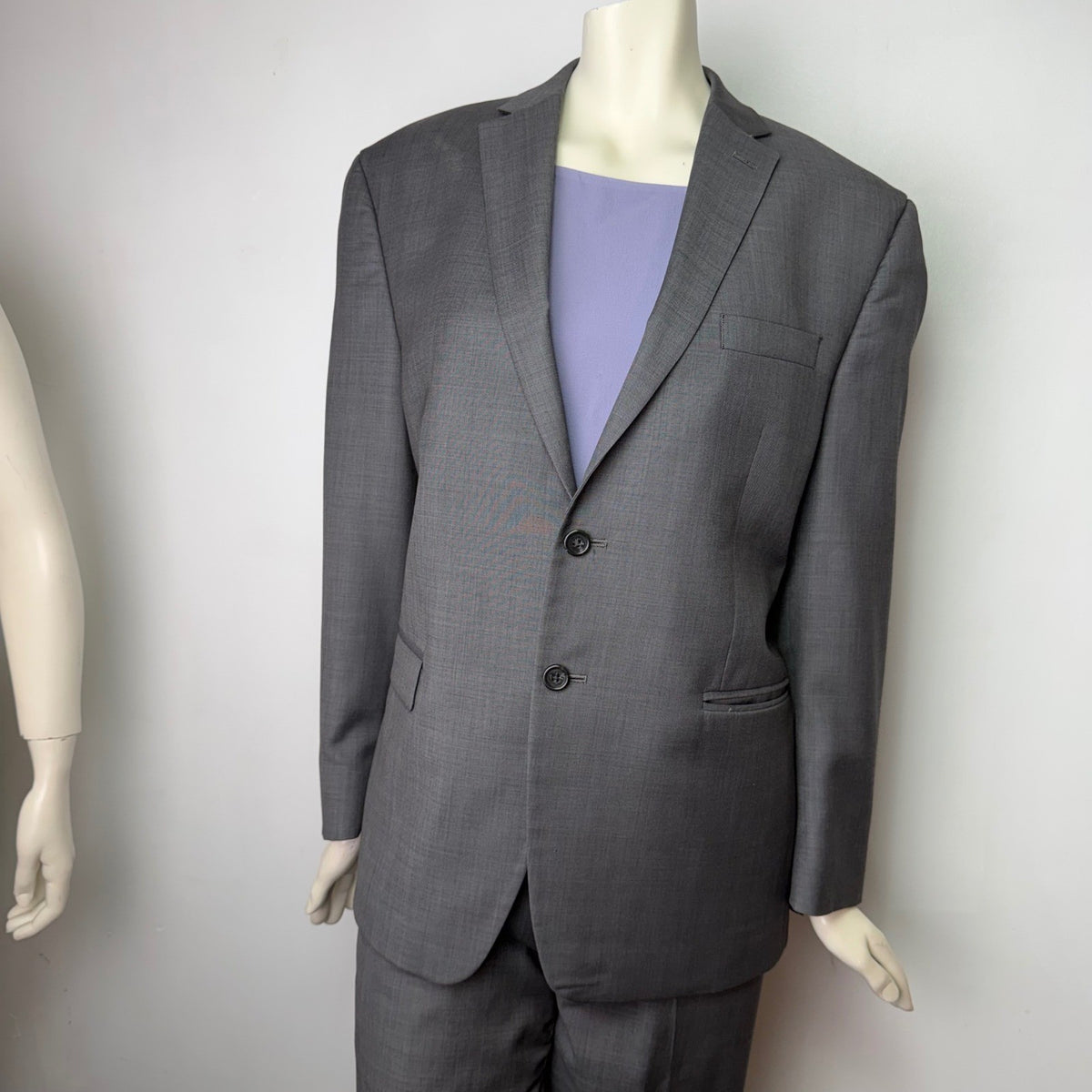 Michael Kors Mens 100% Wool 2pc Suit Blazer Pants Charcoal Grey Classic 42S 36W