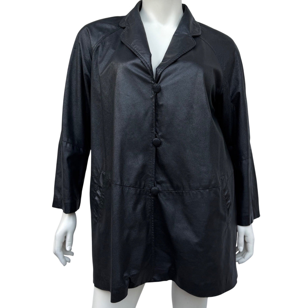 Vintage Danier Black Leather Car Coat | L — view 5