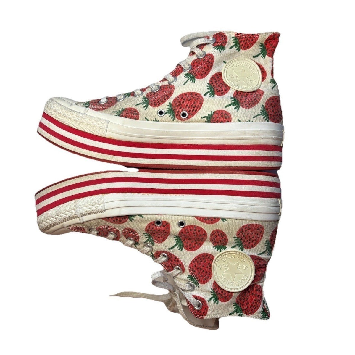 Converse x Marimekko Platform Sneakers Strawberry Print Canvas Red White W11 M9