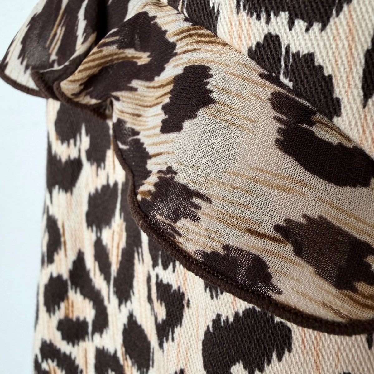 Jesus Diamante Leopard Print Body Con Midi Dress Ruffle Halter Back Cut Out XS