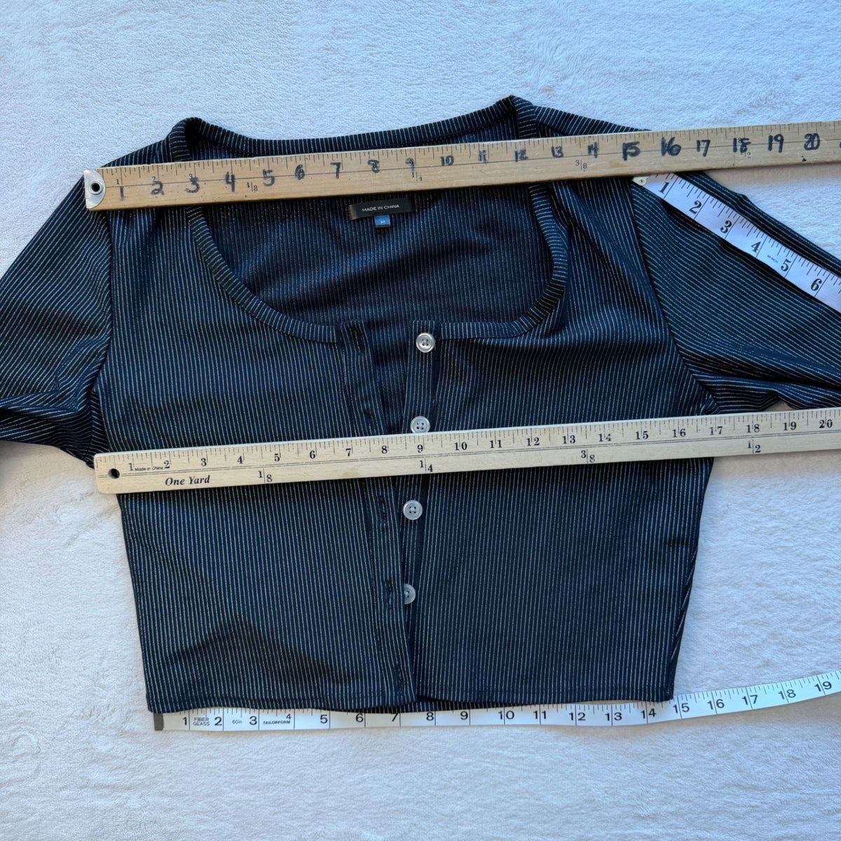 Carbon38 Black Silver Metallic Cropped Cardigan | M — view 8