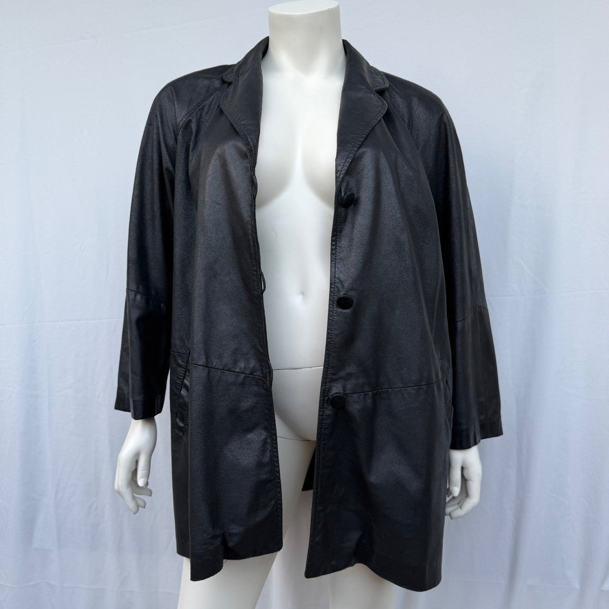 Vintage Danier Black Leather Car Coat | L — view 8