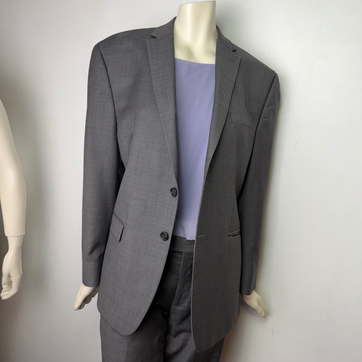 Michael Kors Mens 100% Wool 2pc Suit Blazer Pants Charcoal Grey Classic 42S 36W