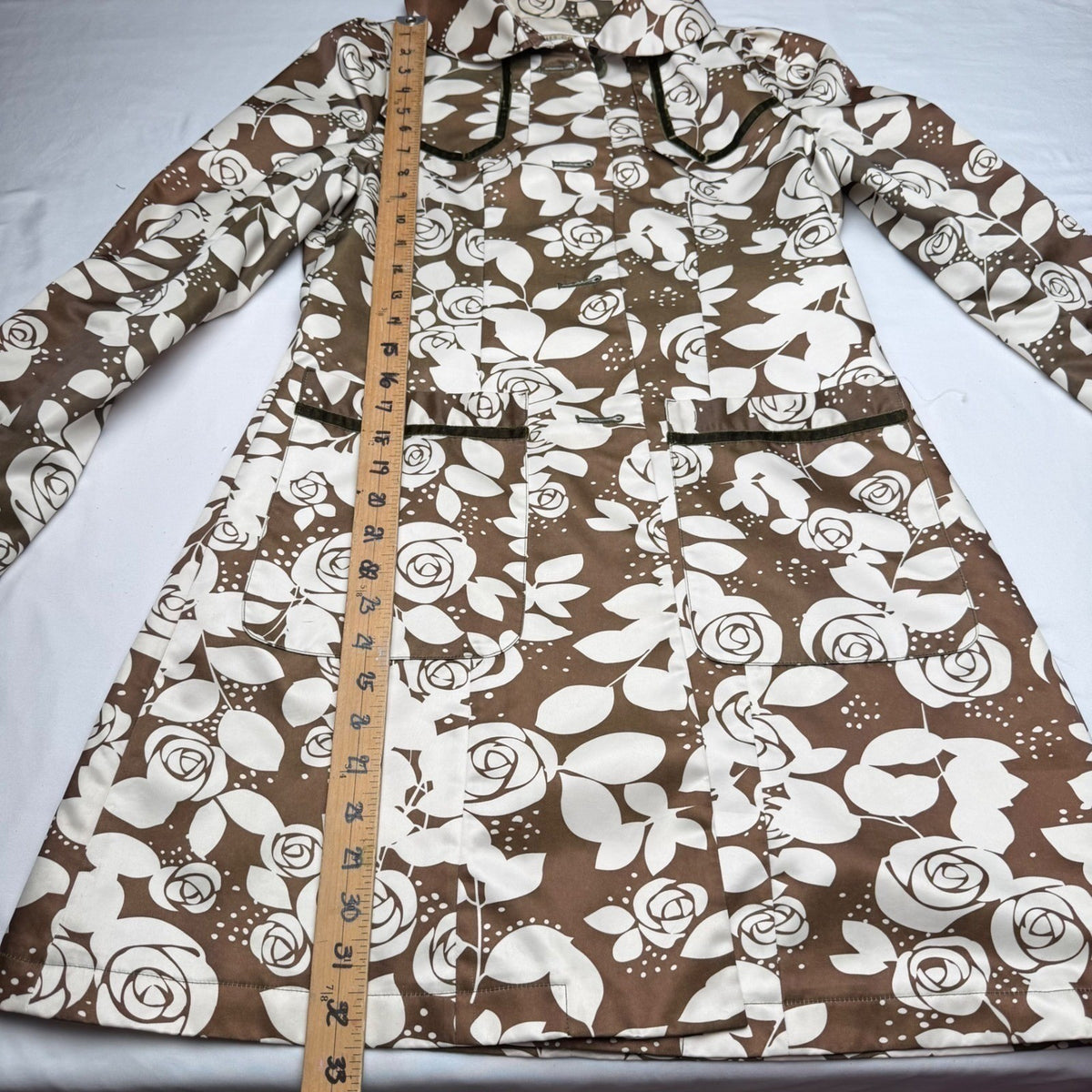 James Coviello Floral Velvet Trim Coat | 38 — view 10