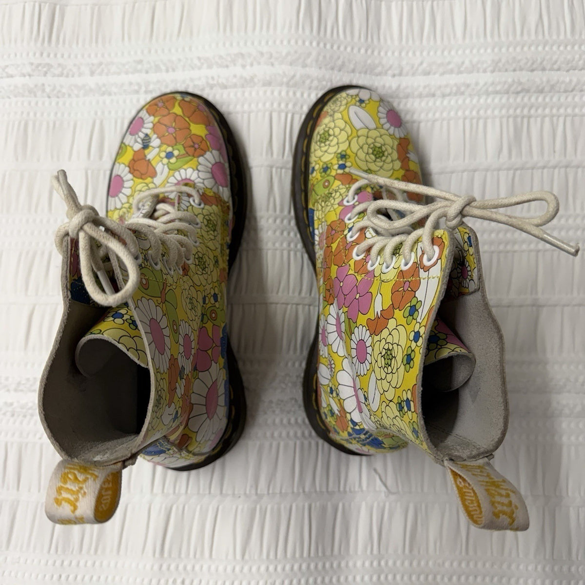 Doc Martens 1460 Pascal Daisy Floral Print Combat Boots Leather Fairy Grunge W6