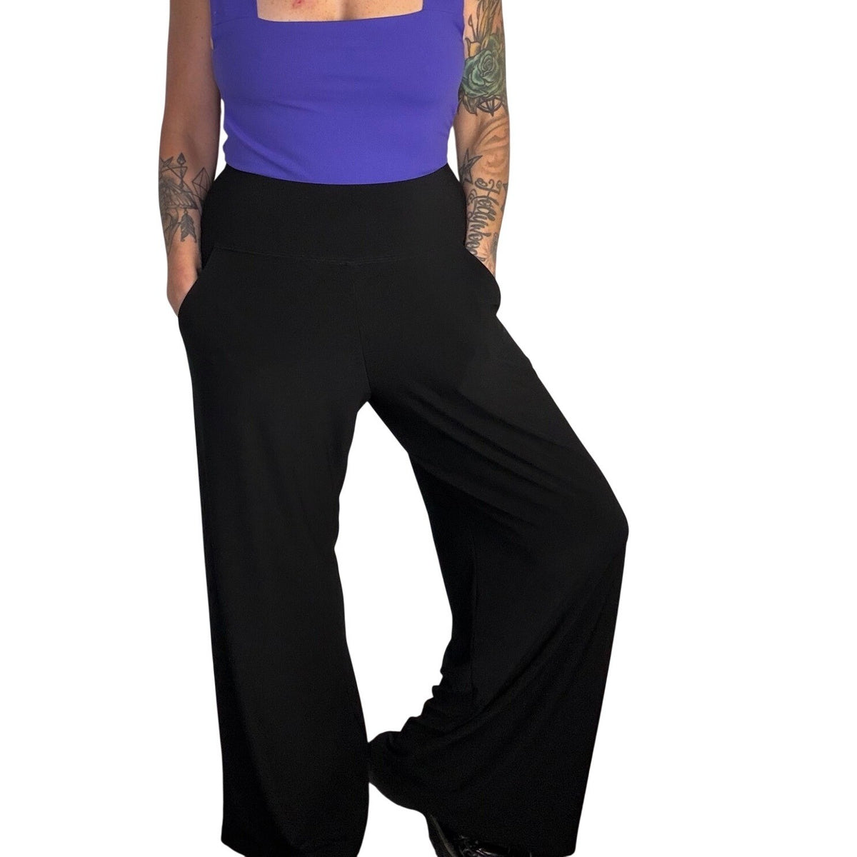 Sympli Black Wide Leg Jersey Trousers | 8 — view 2