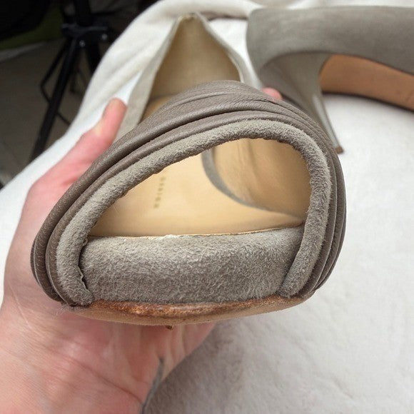 Giuseppe Zanotti Peep Toe Heels Genuine Leather Ruched Grey Suede Old Money 7.5