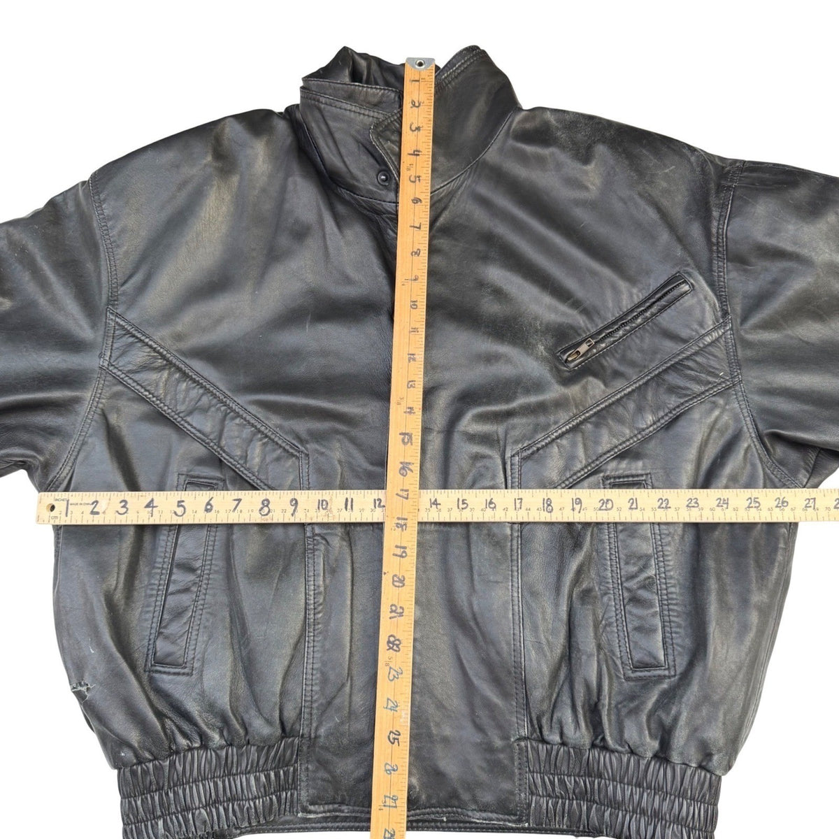 Vintage Massimo Leather Bomber Jacket Black Model Off Duty Grunge Indie Sleaze L